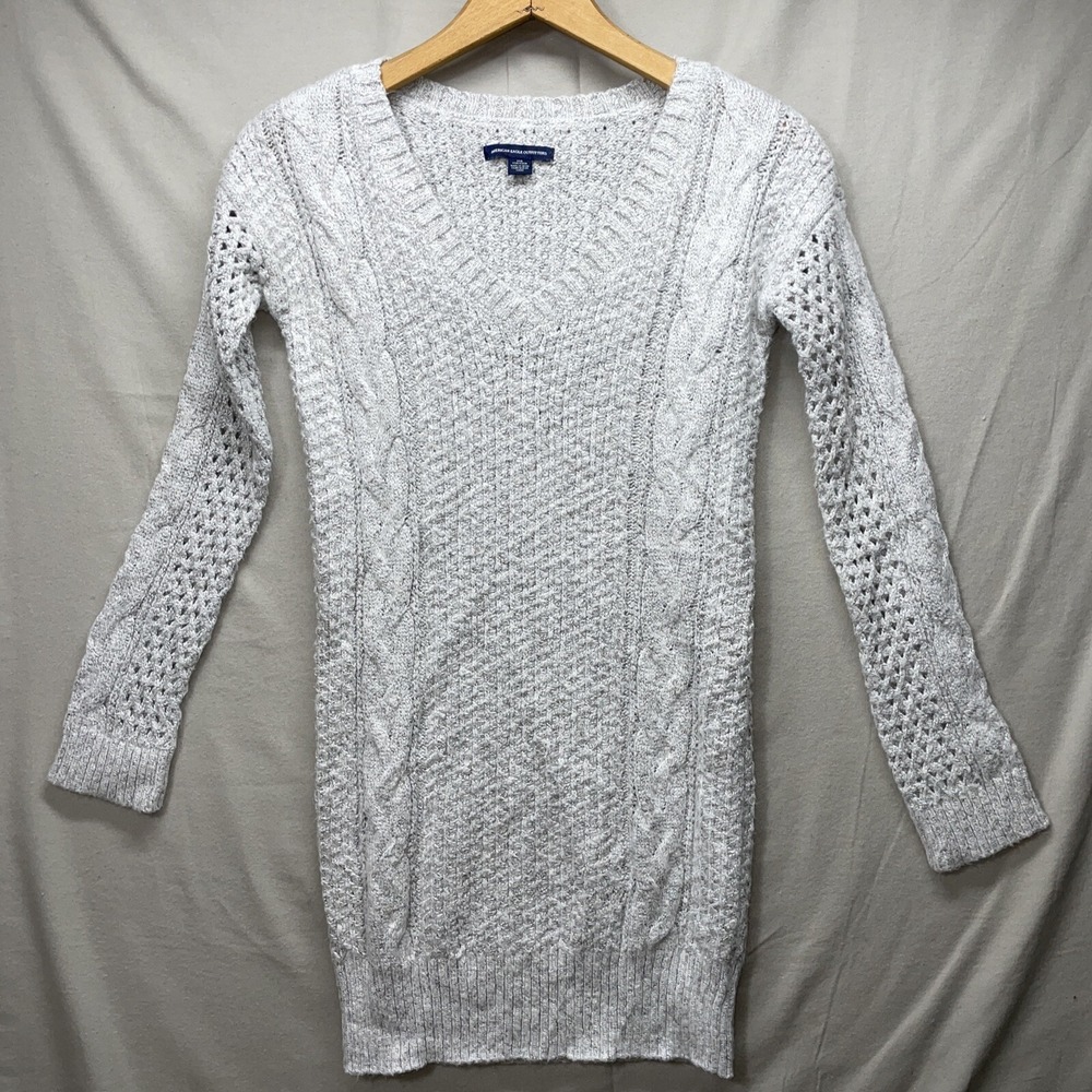 American Eagle Knit Sweater Dress Women's Size XXS Gray Long Sleeve